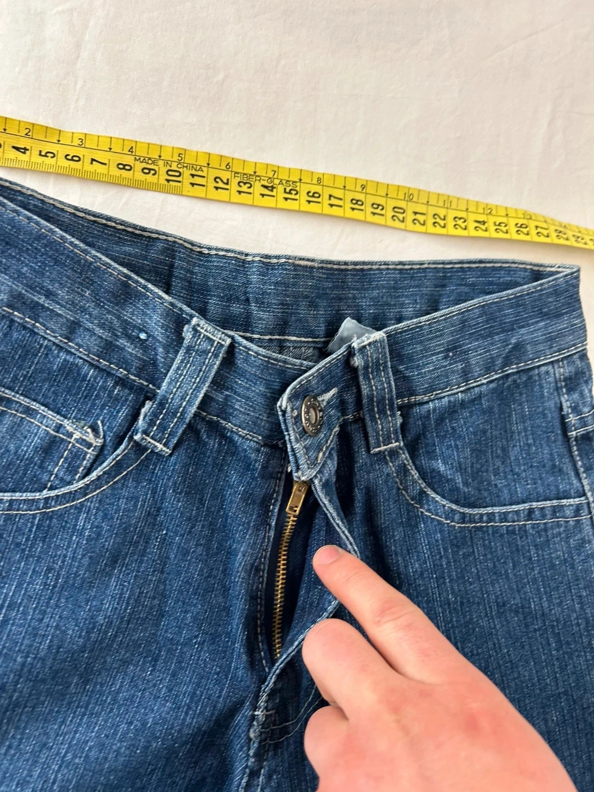 Marineblauwe vintage hoge taille jean – photo 7